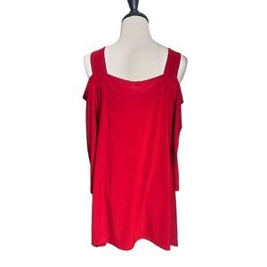Clara Sun Woo Red Signature Cold Shoulder Tunic Blouse Size Medium